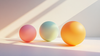 Gradient, light and shadow, minimalist design, 3D rendering of three round shapes.